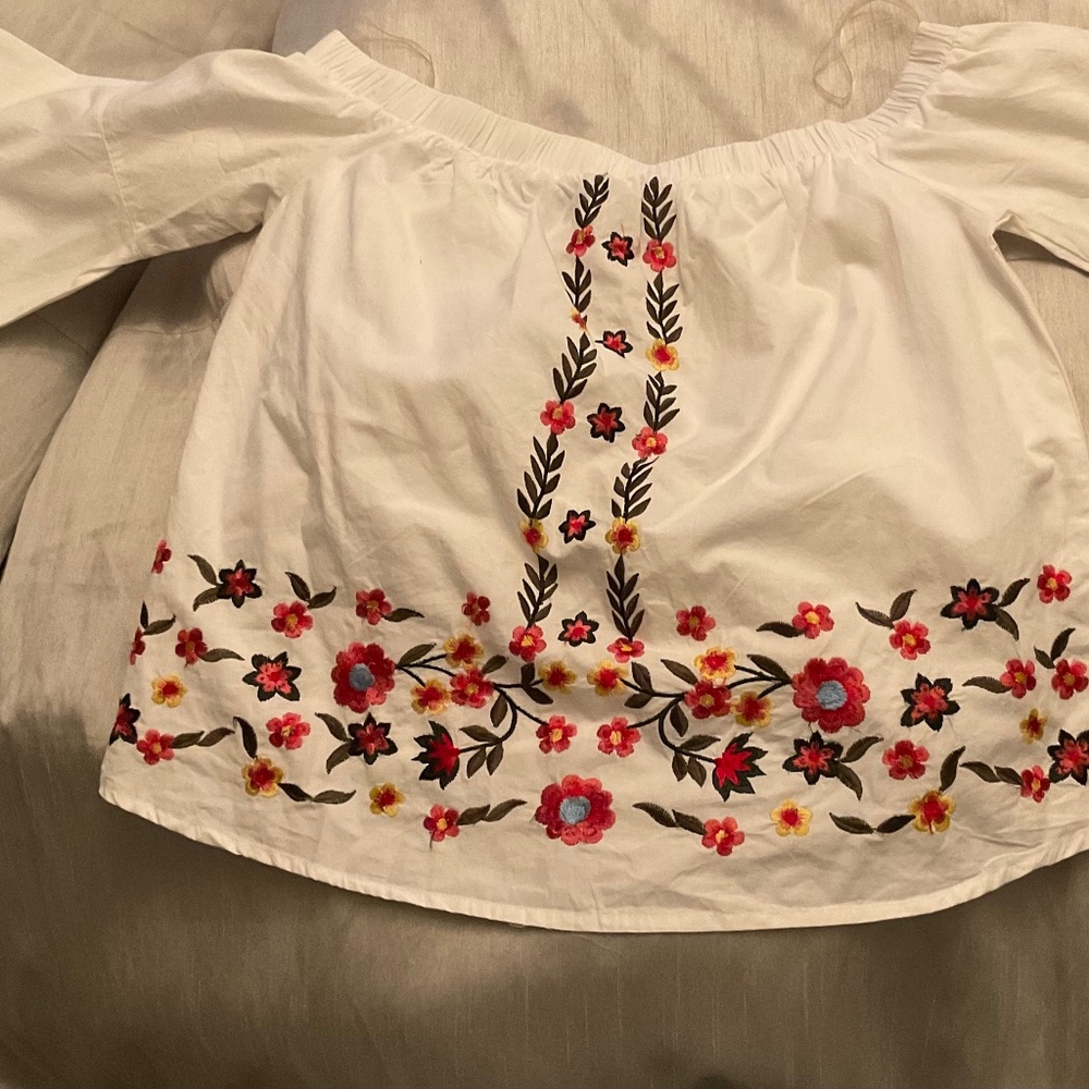 Off the Shoulder Embroidered Top